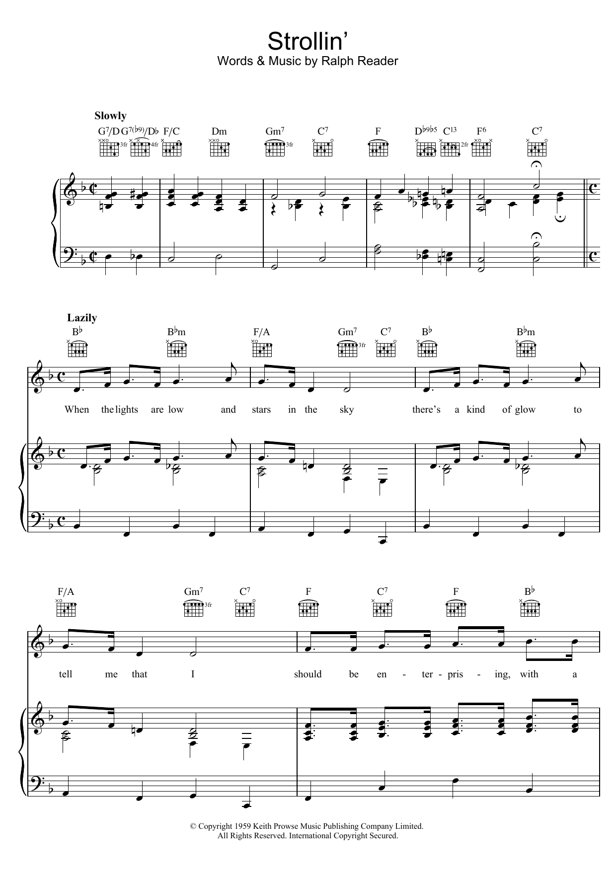 Ralph Reader Strollin' sheet music notes and chords. Download Printable PDF.