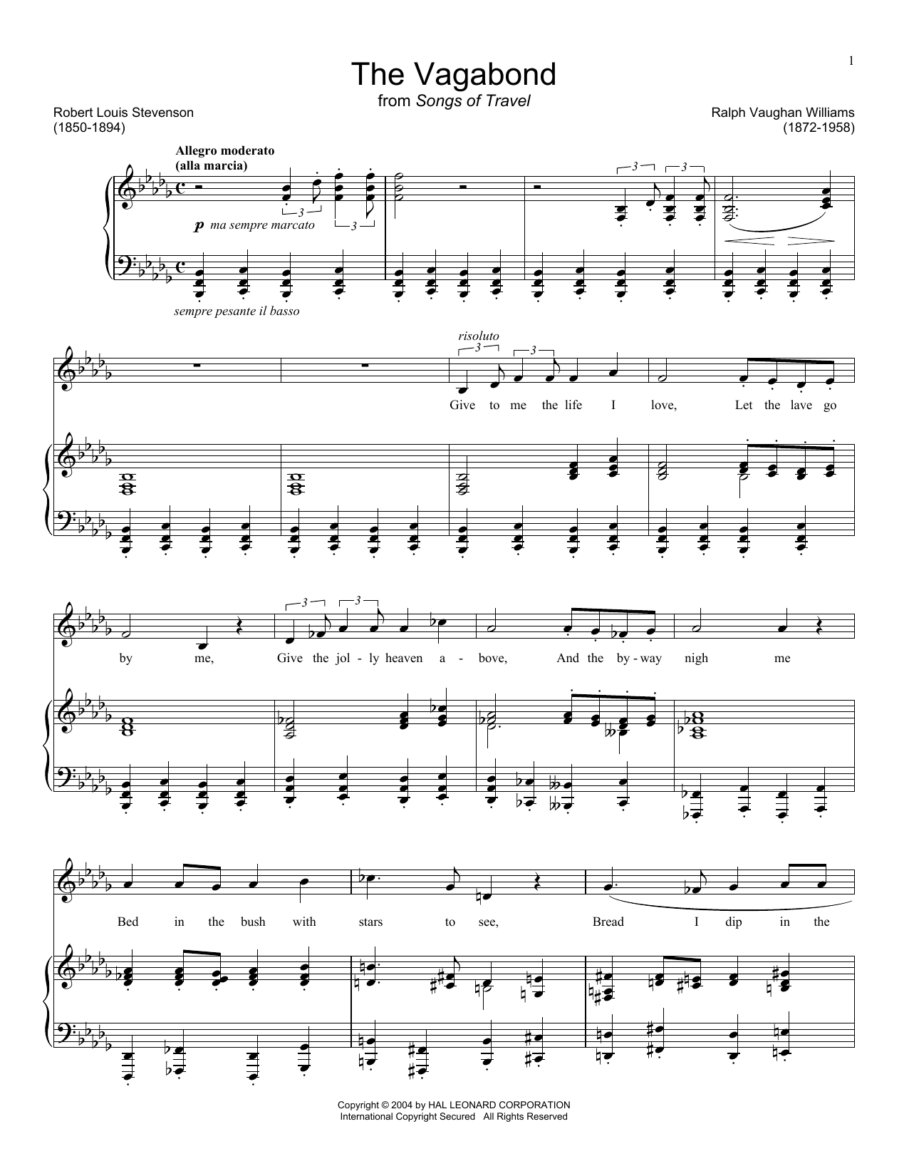 Learn to play Ralph Vaughn Williams The Vagabond sheet music for Piano & Vocal in minutes. Price: 7.8900$ Ralph Vaughn Williams The Vagabond sheet music notes and chords arranged for Piano & Vocal