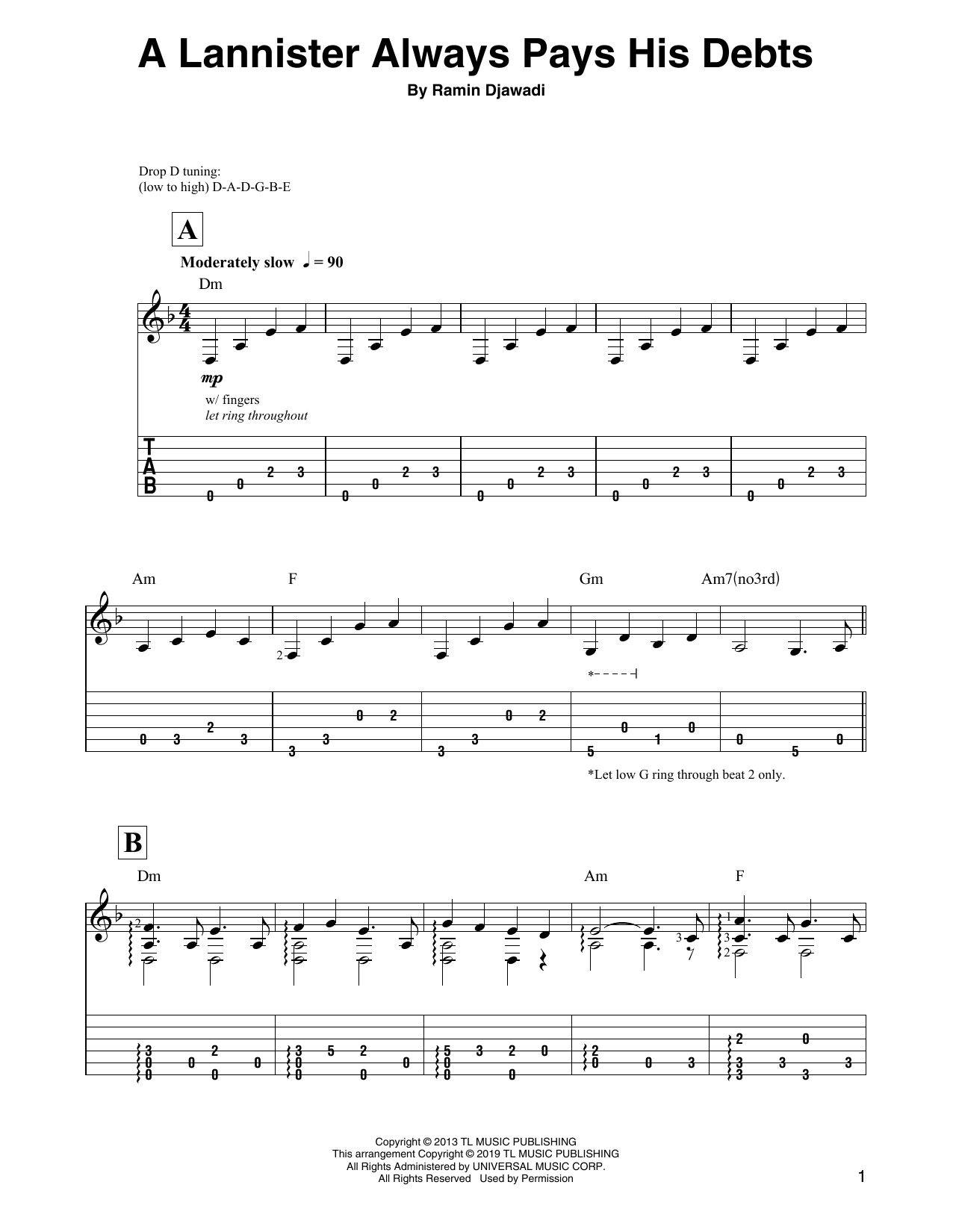 Ramin Djawadi A Lannister Always Pays His Debts (from Game of Thrones) sheet music notes and chords. Download Printable PDF.