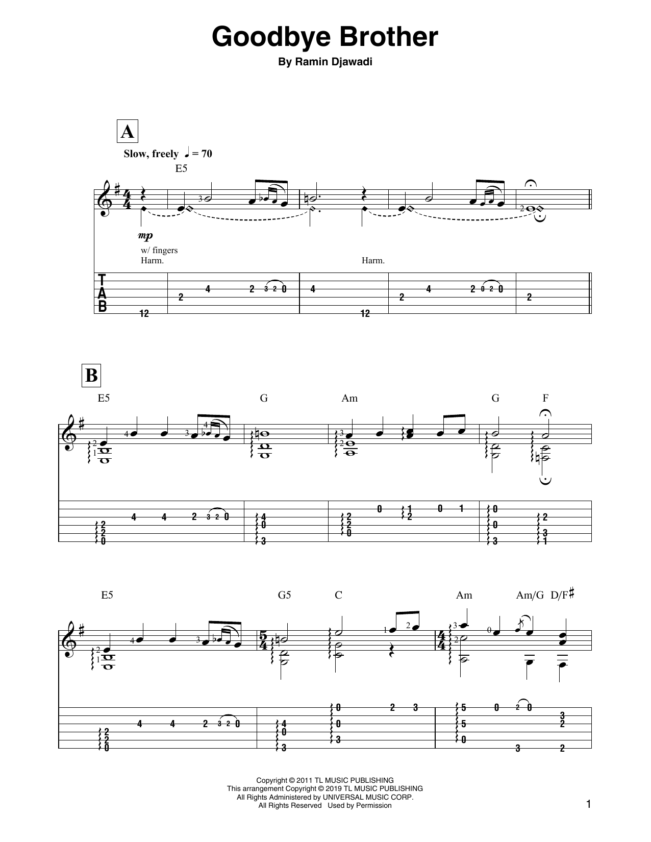 Ramin Djawadi Goodbye Brother (from Game of Thrones) sheet music notes and chords. Download Printable PDF.