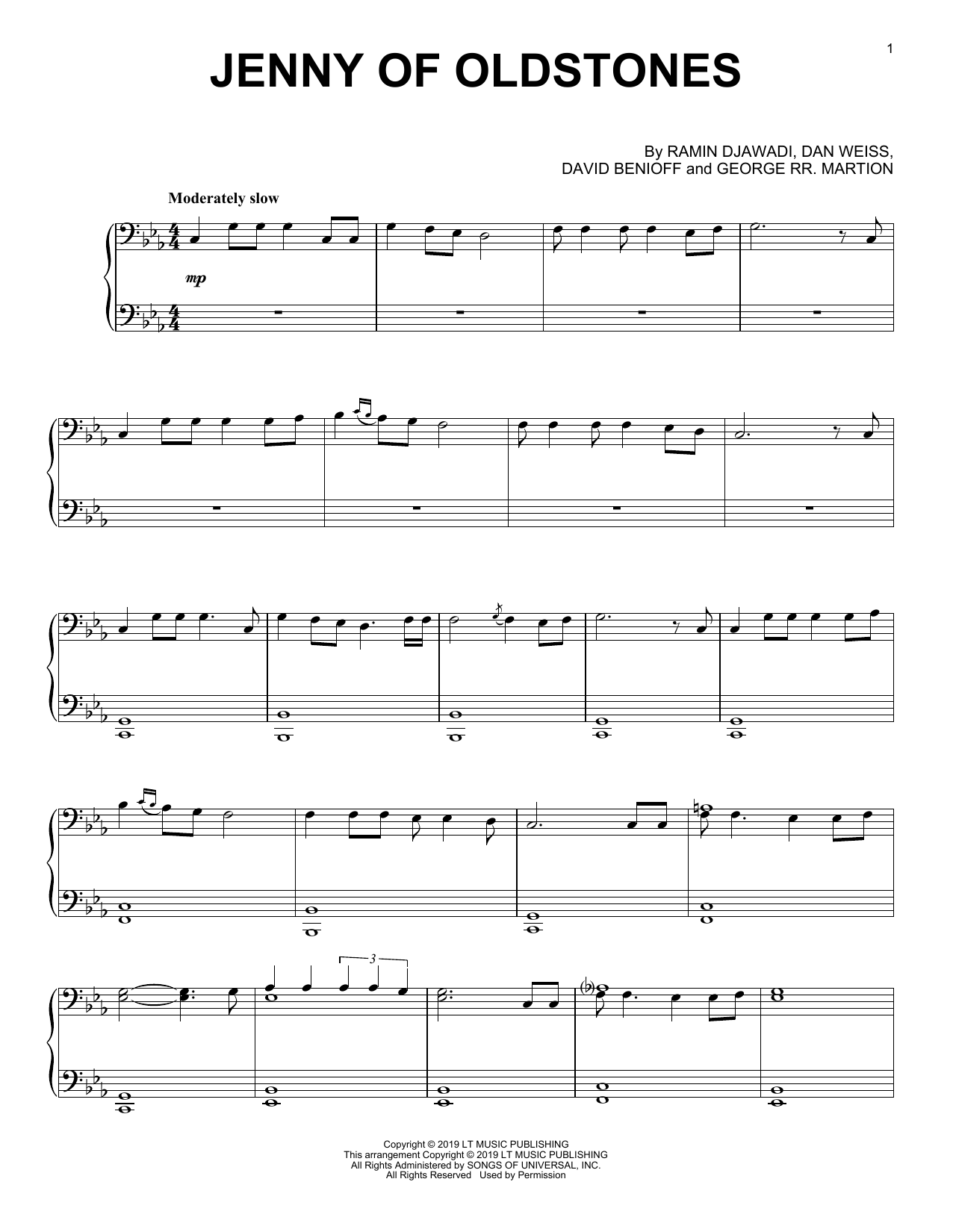 Learn to play Ramin Djawadi Jenny Of Oldstones (from Game of Thrones) sheet music for Piano Solo in minutes. Price: 7.8900$ Ramin Djawadi Jenny Of Oldstones (from Game of Thrones) sheet music notes and chords arranged for Piano Solo