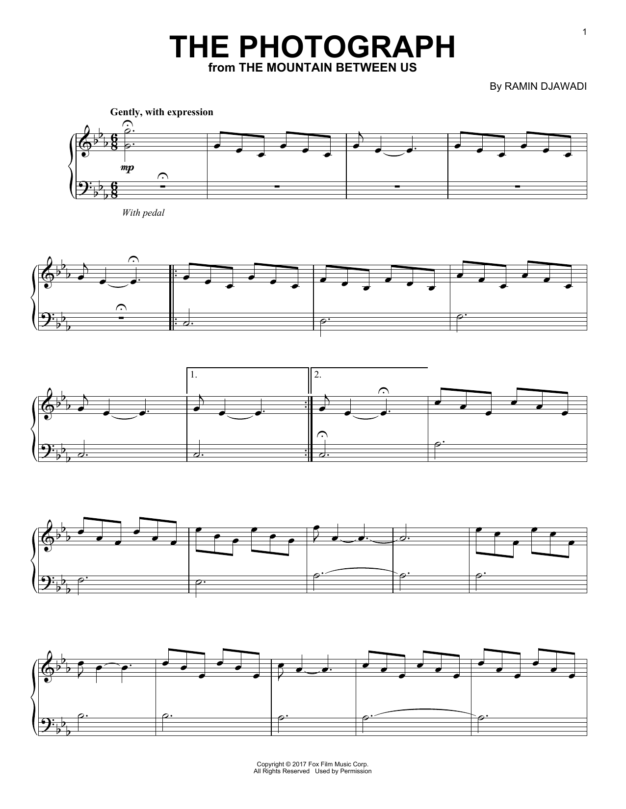 Learn to play Ramin Djawadi The Photograph (from The Mountain Between Us) sheet music for Piano Solo in minutes. Price: 7.8900$ Ramin Djawadi The Photograph (from The Mountain Between Us) sheet music notes and chords arranged for Piano Solo