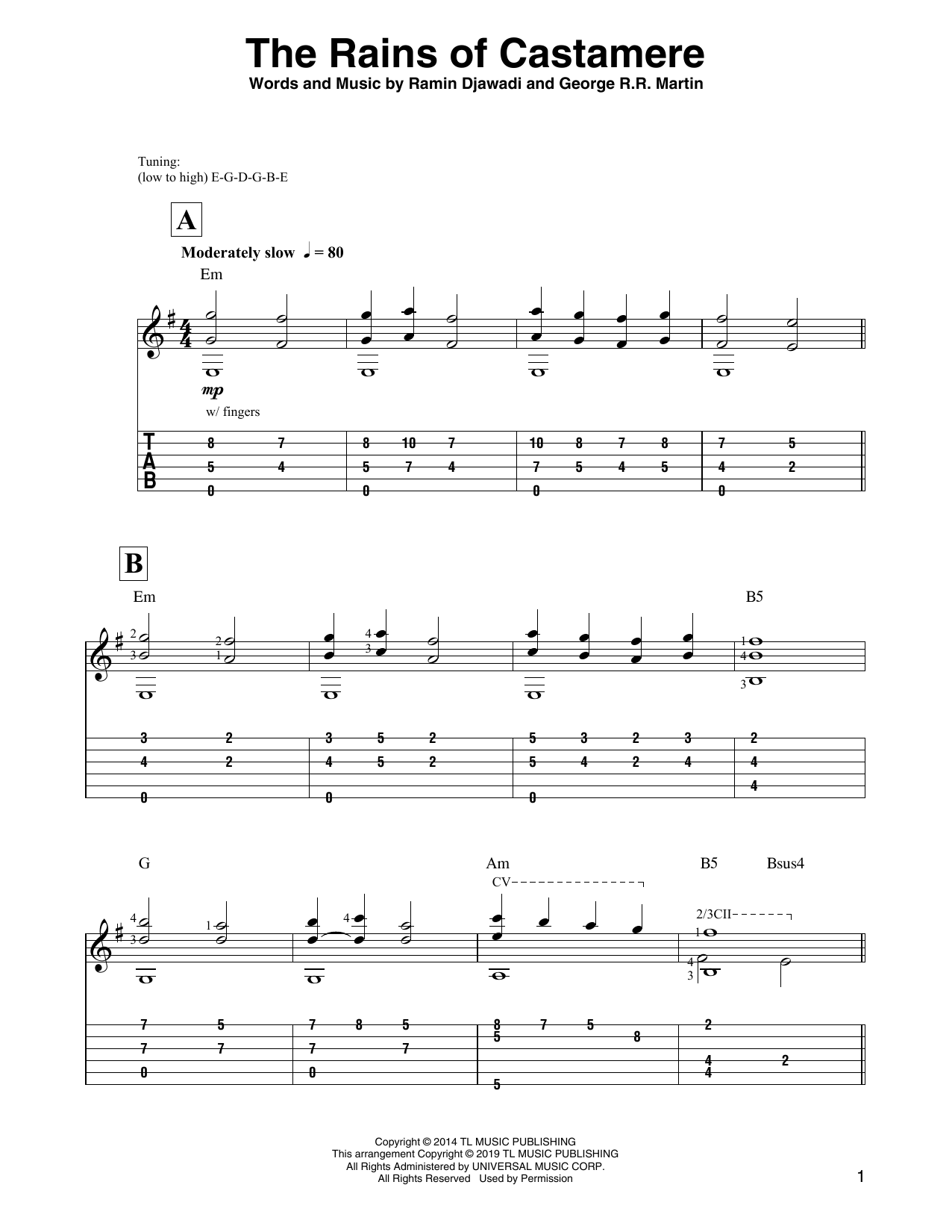 Ramin Djawadi The Rains Of Castamere (from Game of Thrones) sheet music notes and chords. Download Printable PDF.