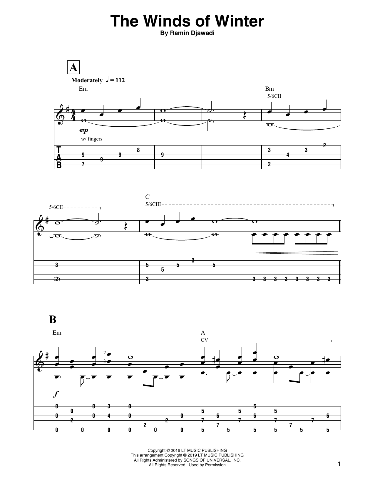 Ramin Djawadi The Winds Of Winter (from Game of Thrones) sheet music notes and chords. Download Printable PDF.