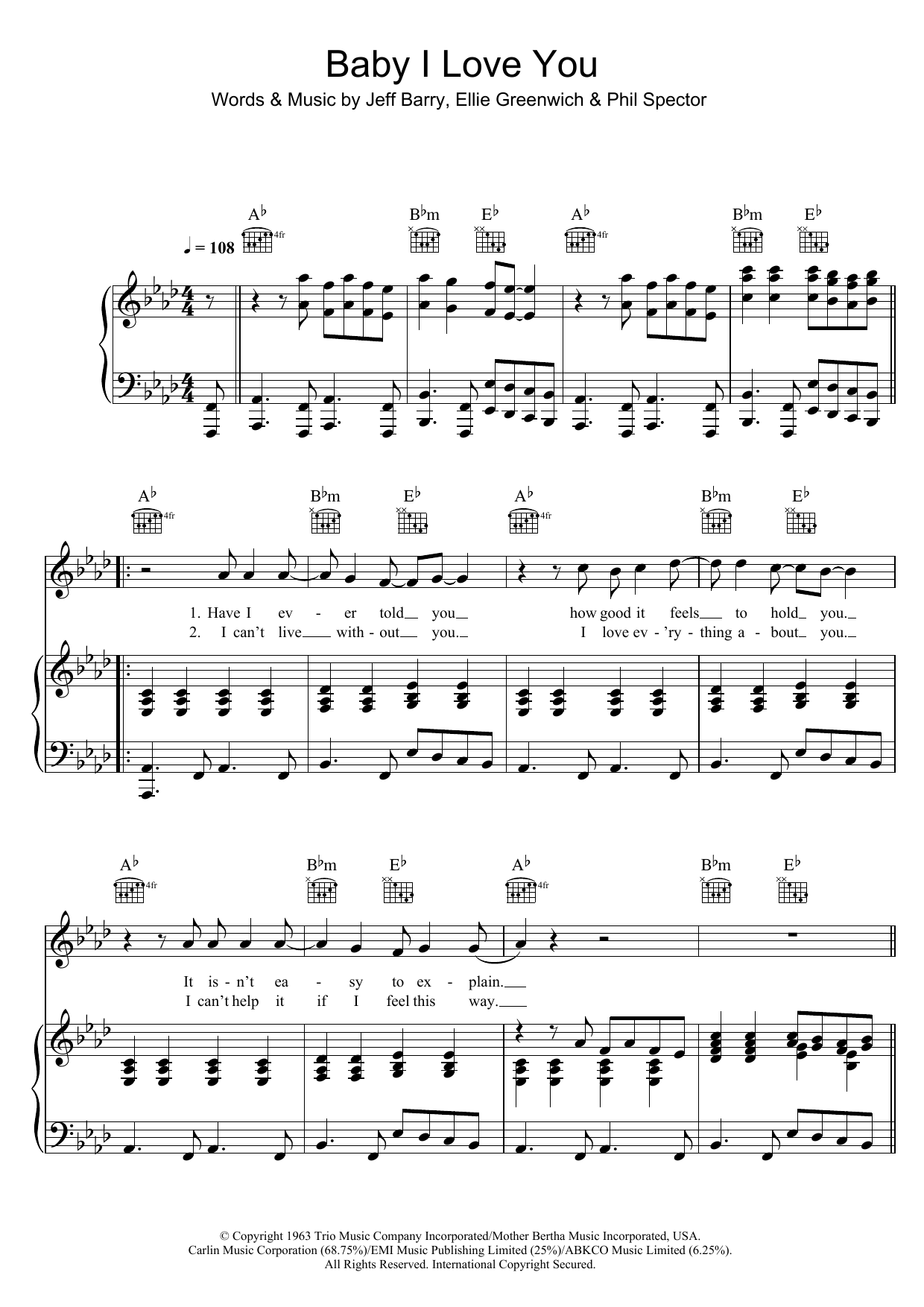 Ramones Baby I Love You sheet music notes and chords. Download Printable PDF.