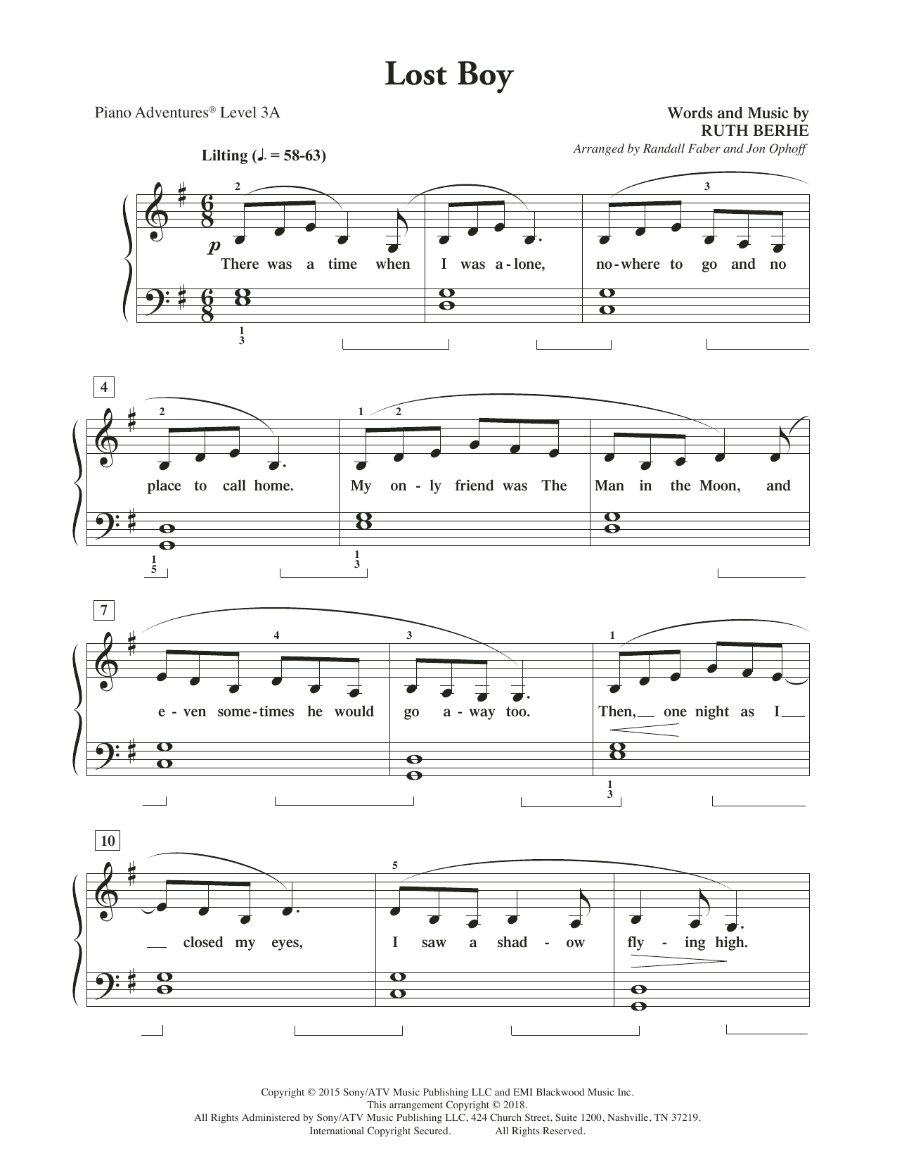 Randall Faber & Jon Ophoff Lost Boy sheet music notes and chords. Download Printable PDF.