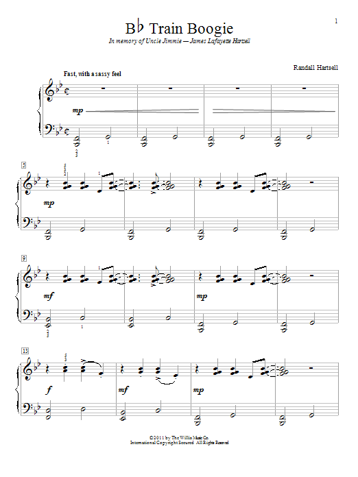 Randall Hartsell B-Flat Train Boogie sheet music notes and chords. Download Printable PDF.