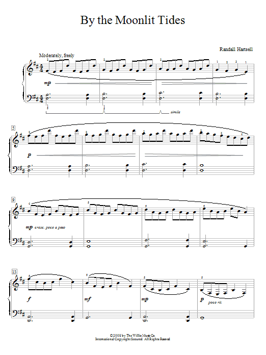 Randall Hartsell By The Moonlit Tides sheet music notes and chords. Download Printable PDF.