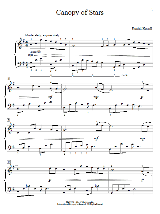 Learn to play Randall Hartsell Canopy Of Stars sheet music for Educational Piano in minutes. Price: 6.9900$ Randall Hartsell Canopy Of Stars sheet music notes and chords arranged for Educational Piano