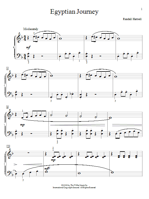 Learn to play Randall Hartsell Egyptian Journey sheet music for Educational Piano in minutes. Price: 6.9900$ Randall Hartsell Egyptian Journey sheet music notes and chords arranged for Educational Piano