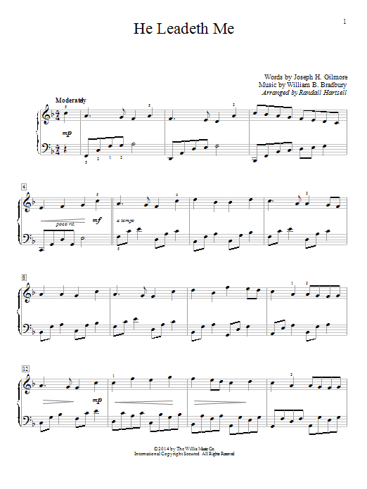 Randall Hartsell He Leadeth Me sheet music notes and chords. Download Printable PDF.