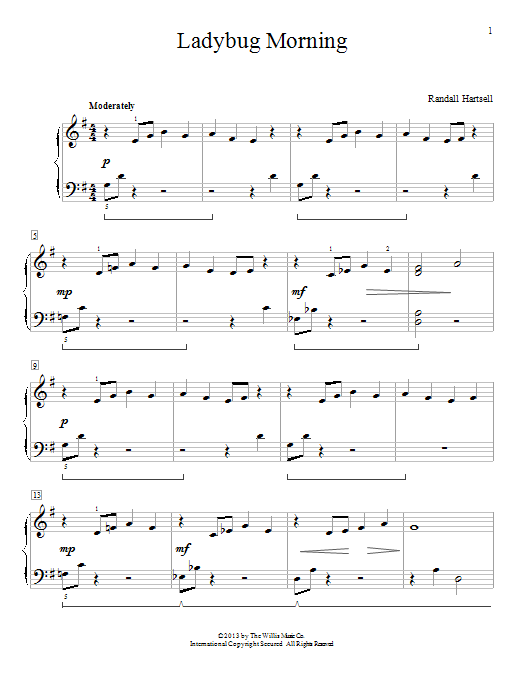 Randall Hartsell Ladybug Morning sheet music notes and chords. Download Printable PDF.