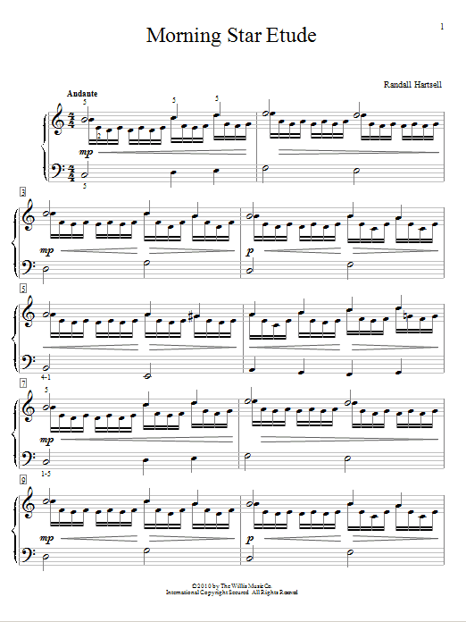 Randall Hartsell Morning Star Etude sheet music notes and chords. Download Printable PDF.