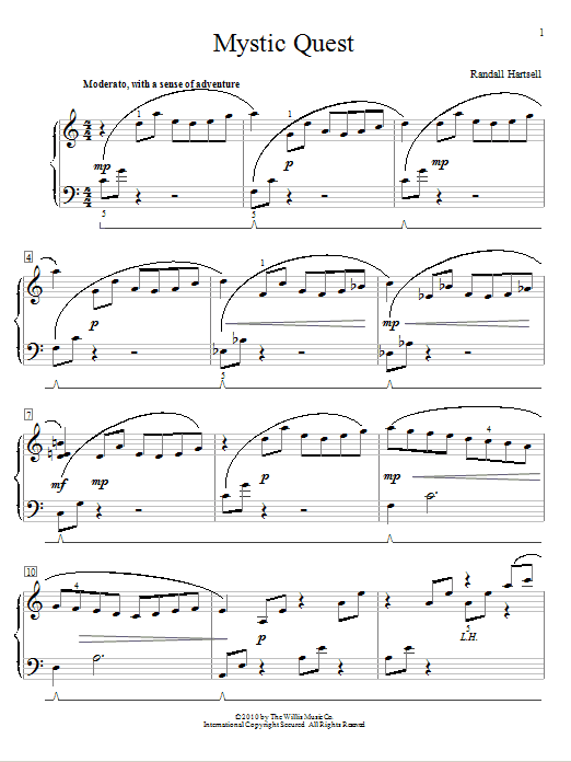 Learn to play Randall Hartsell Mystic Quest sheet music for Educational Piano in minutes. Price: 6.9900$ Randall Hartsell Mystic Quest sheet music notes and chords arranged for Educational Piano