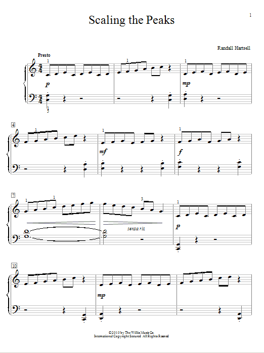 Randall Hartsell Scaling The Peaks sheet music notes and chords arranged for Educational Piano