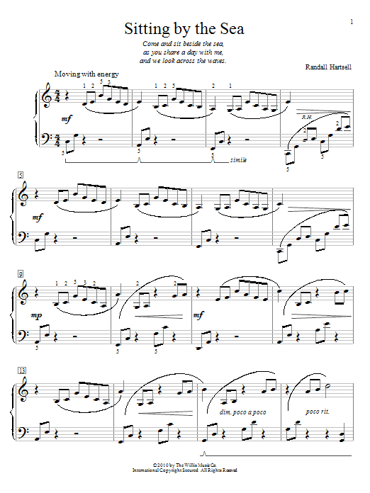 Randall Hartsell Sitting By The Sea sheet music notes and chords arranged for Educational Piano