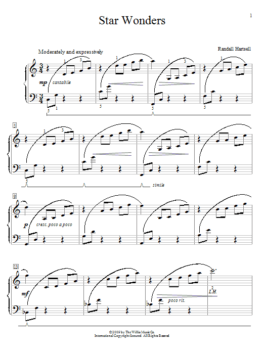 Learn to play Randall Hartsell Star Wonders sheet music for Educational Piano in minutes. Price: 6.9900$ Randall Hartsell Star Wonders sheet music notes and chords arranged for Educational Piano