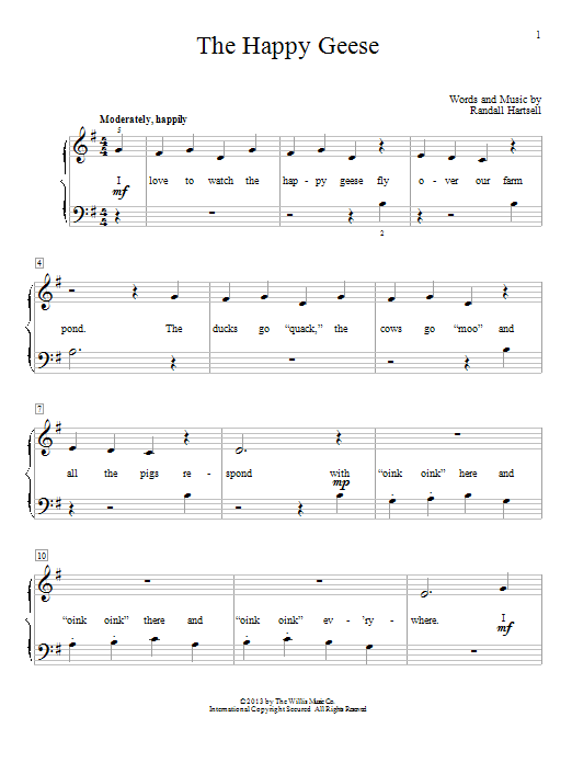 Learn to play Randall Hartsell The Happy Geese sheet music for Educational Piano in minutes. Price: 6.9900$ Randall Hartsell The Happy Geese sheet music notes and chords arranged for Educational Piano