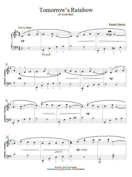 Randall Hartsell Tomorrow's Rainbow sheet music notes and chords. Download Printable PDF.