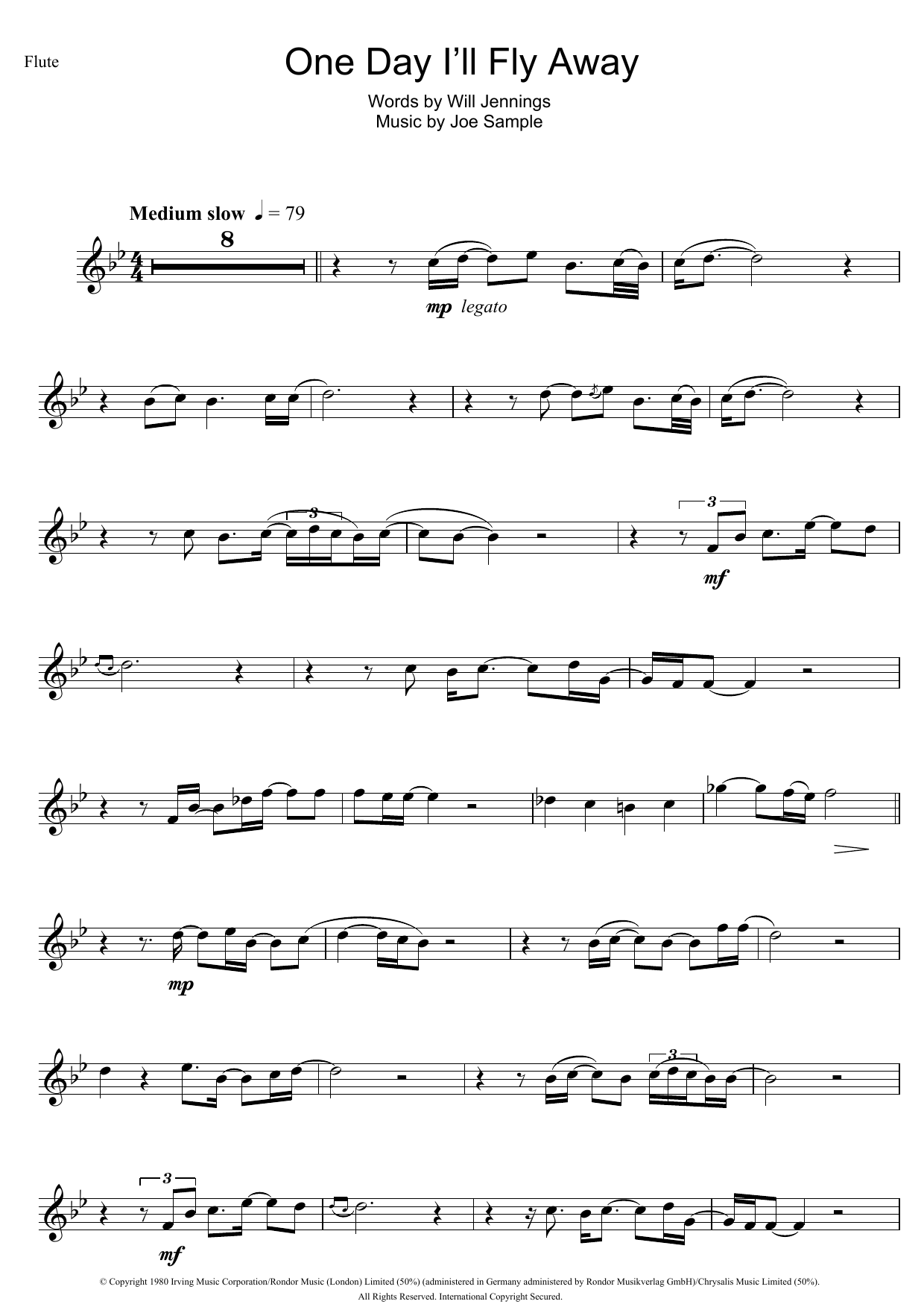 Randy Crawford One Day I'll Fly Away sheet music notes and chords. Download Printable PDF.