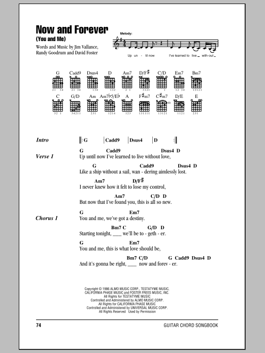 Learn to play Randy Goodrum Now And Forever (You And Me) sheet music for Piano, Vocal & Guitar Chords (Right-Hand Melody) in minutes. Price: 7.8900$ Randy Goodrum Now And Forever (You And Me) sheet music notes and chords arranged for Piano, Vocal & Guitar Chords (Right-Hand Melody)
