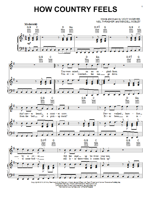 Randy Houser How Country Feels sheet music notes and chords. Download Printable PDF.