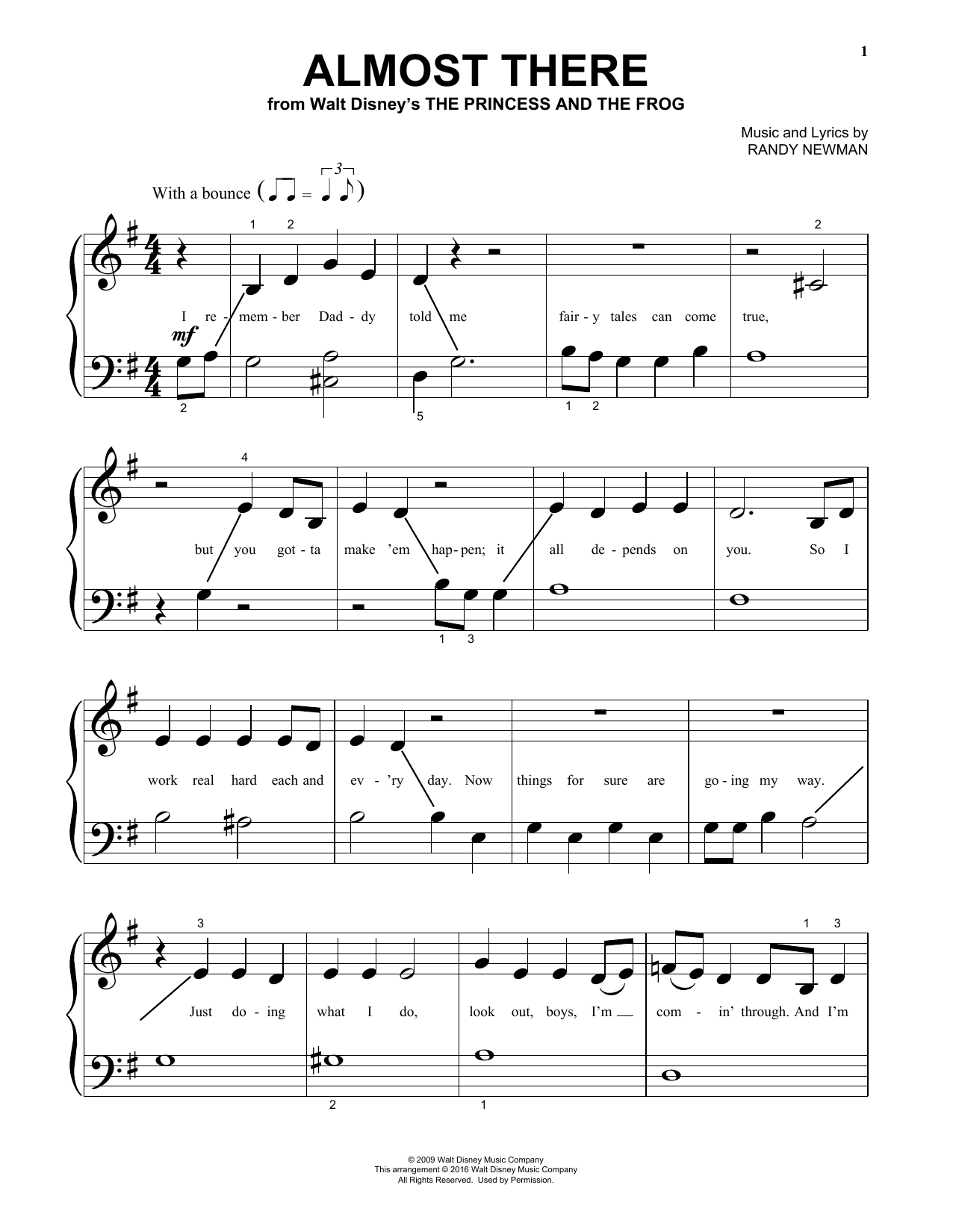 Randy Newman Almost There sheet music notes and chords. Download Printable PDF.