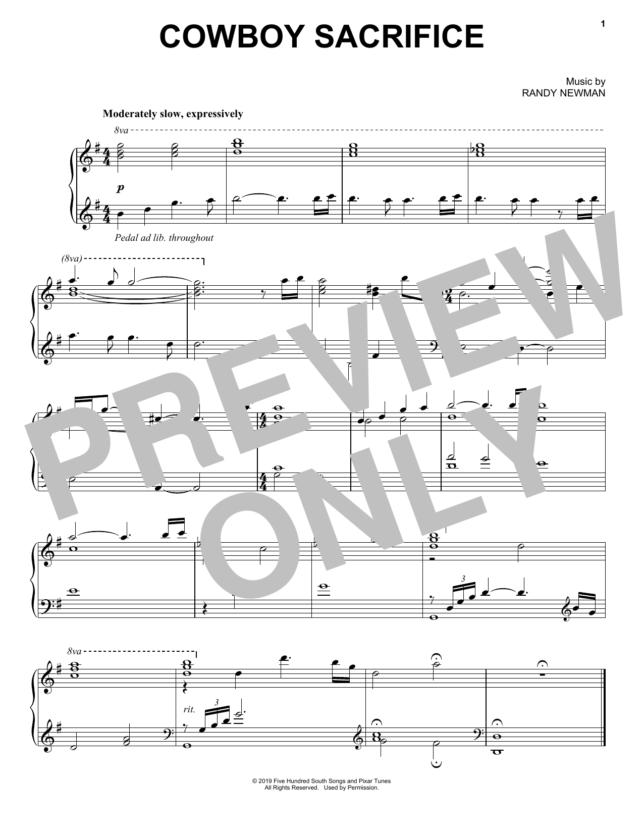 Learn to play Randy Newman Cowboy Sacrifice (from Toy Story 4) sheet music for Piano Solo in minutes. Price: 7.8900$ Randy Newman Cowboy Sacrifice (from Toy Story 4) sheet music notes and chords arranged for Piano Solo