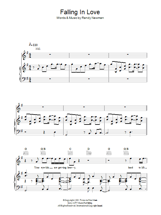 Randy Newman Falling In Love sheet music notes and chords. Download Printable PDF.