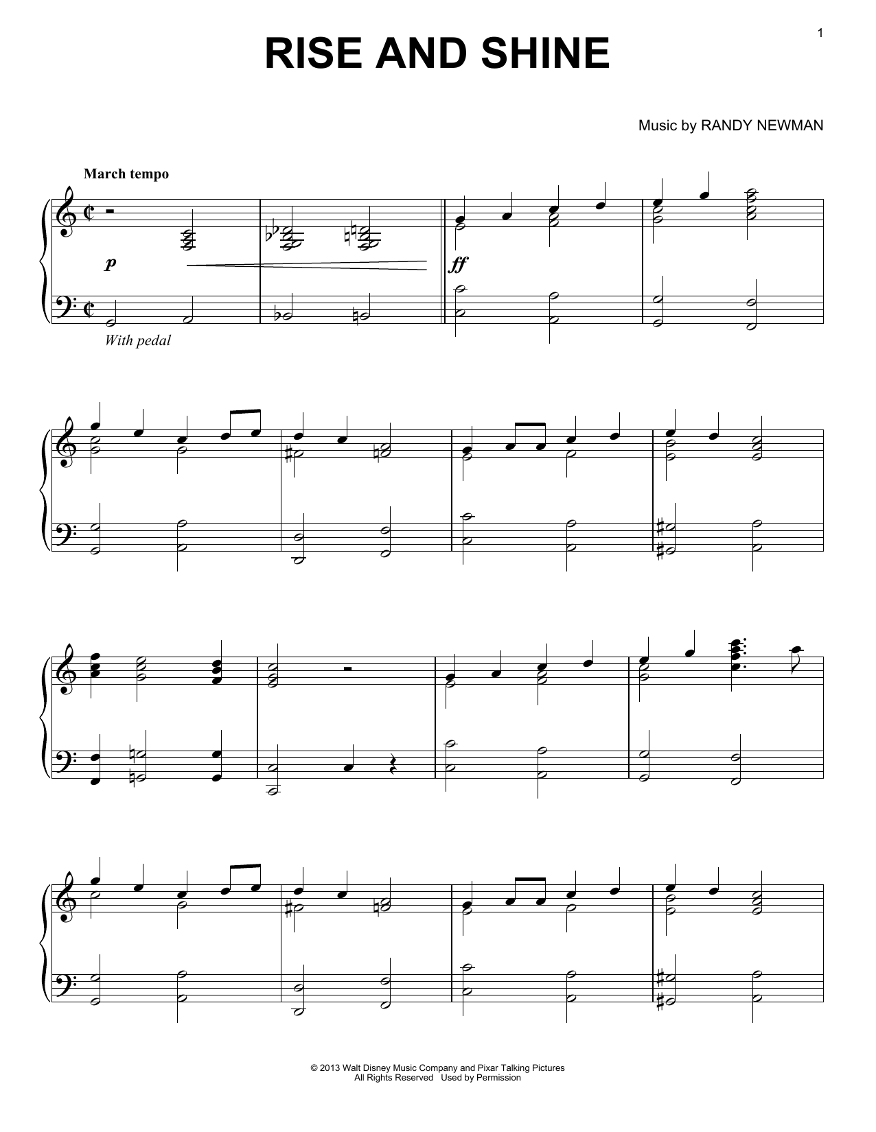 Randy Newman Rise And Shine sheet music notes and chords arranged for Piano Solo