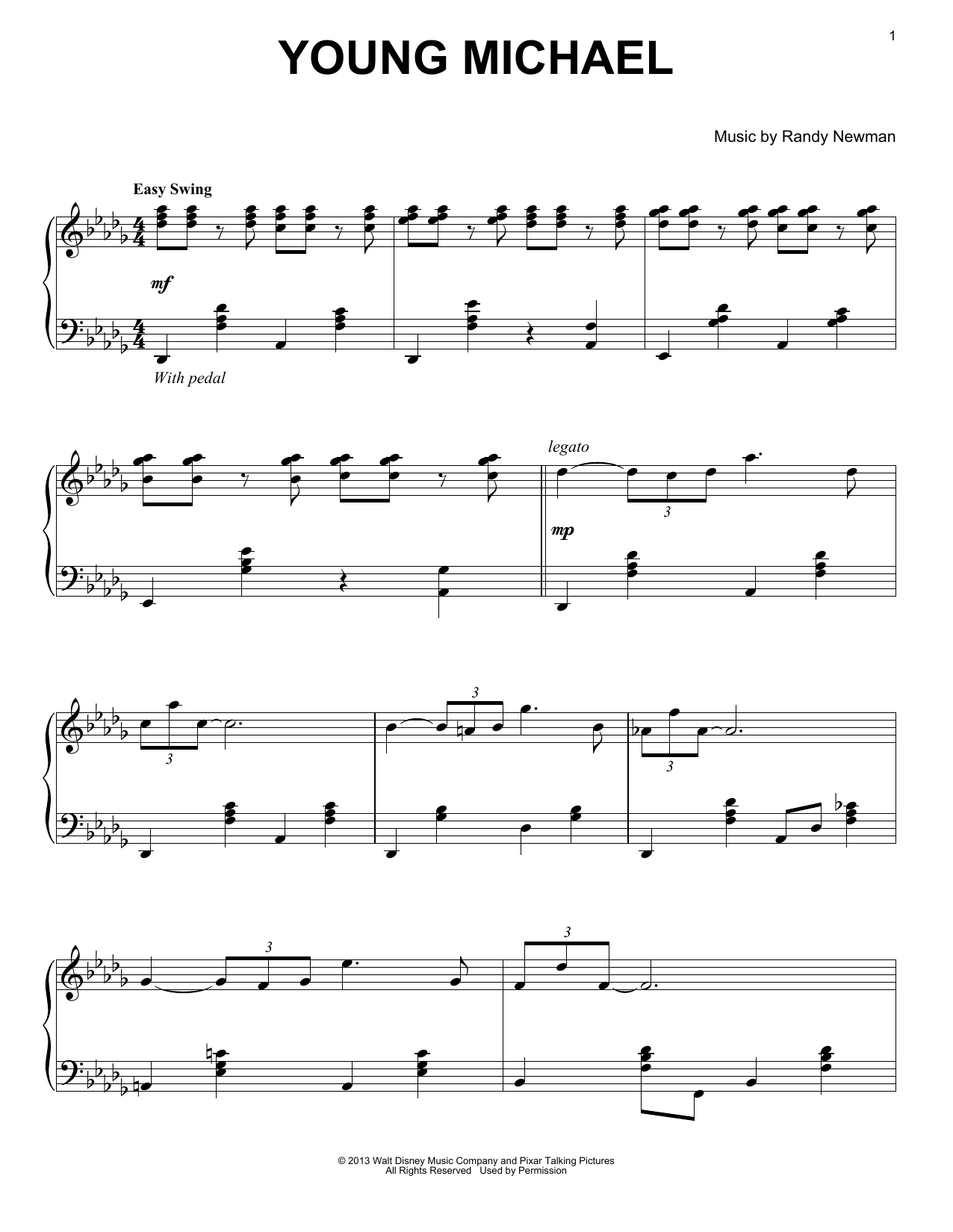 Randy Newman Young Michael sheet music notes and chords arranged for Piano Solo