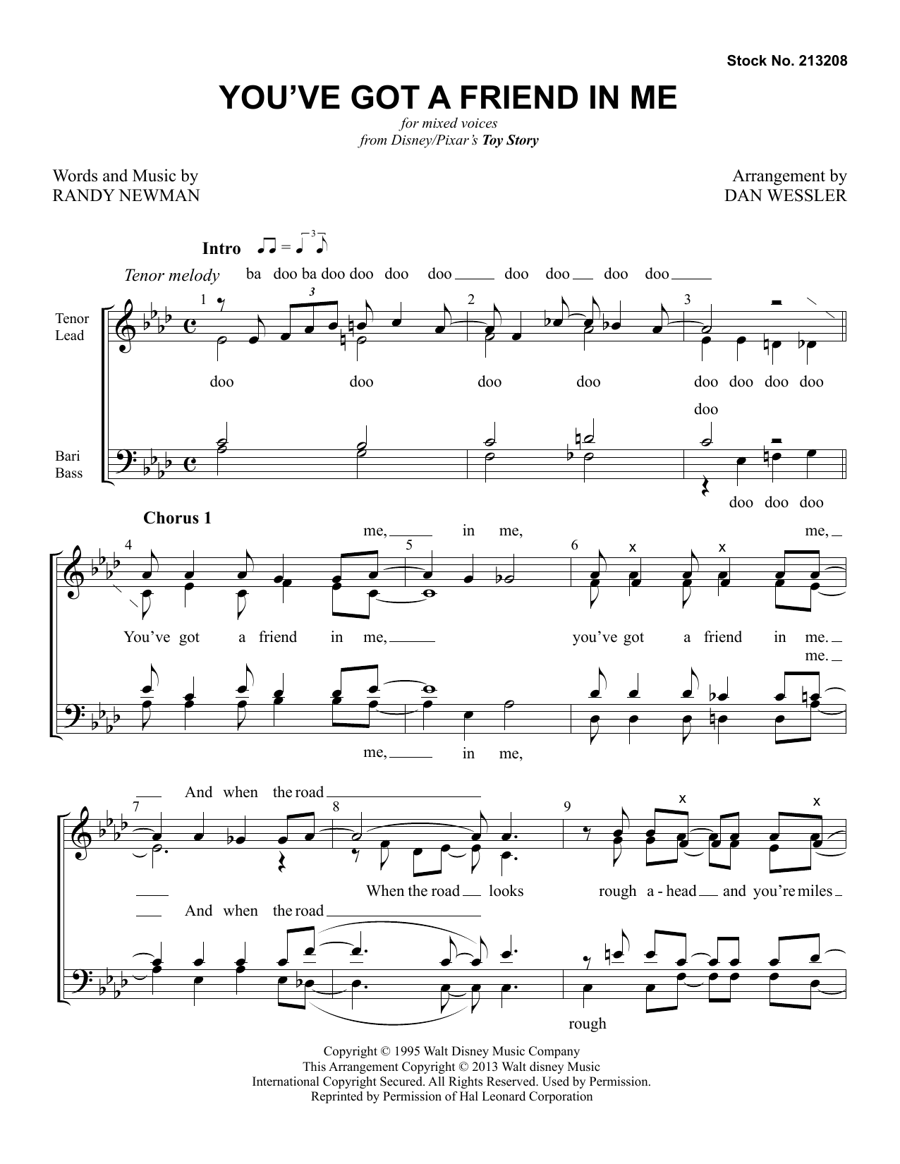 Randy Newman You've Got A Friend In Me (from Toy Story) (arr. Dan Wessler) sheet music notes and chords. Download Printable PDF.