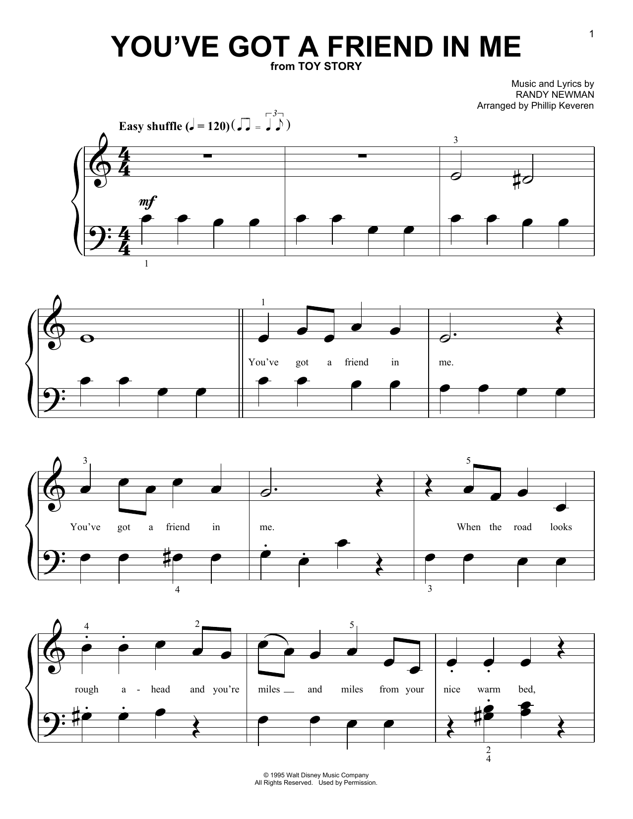 Randy Newman You've Got A Friend In Me (from Toy Story) (arr. Phillip Keveren) sheet music notes and chords. Download Printable PDF.