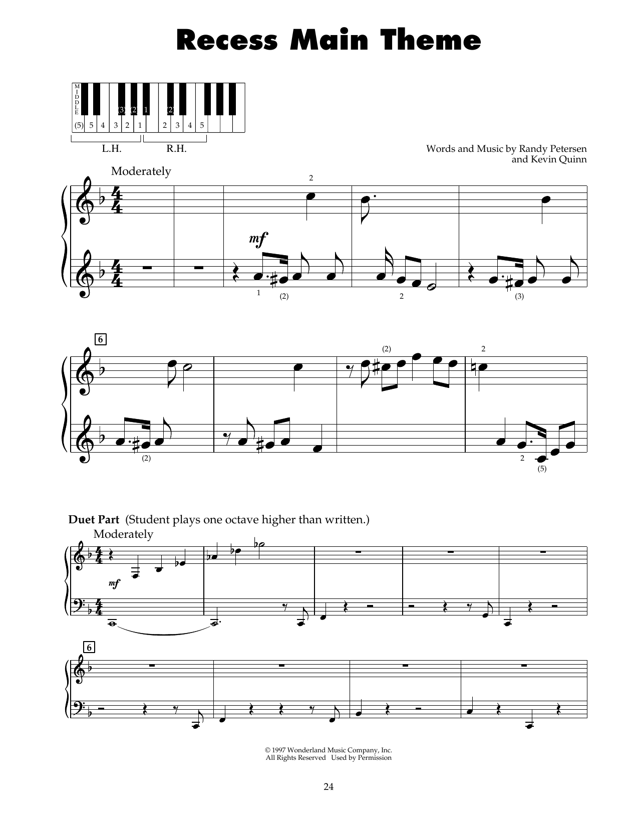 Randy Petersen Recess Main Theme sheet music notes and chords. Download Printable PDF.