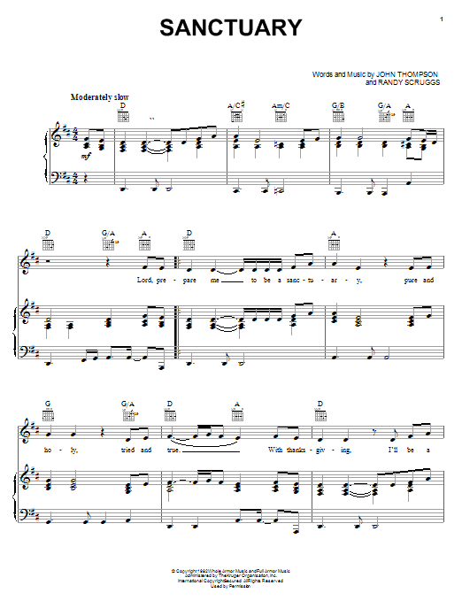 Randy Scruggs Sanctuary sheet music notes and chords. Download Printable PDF.