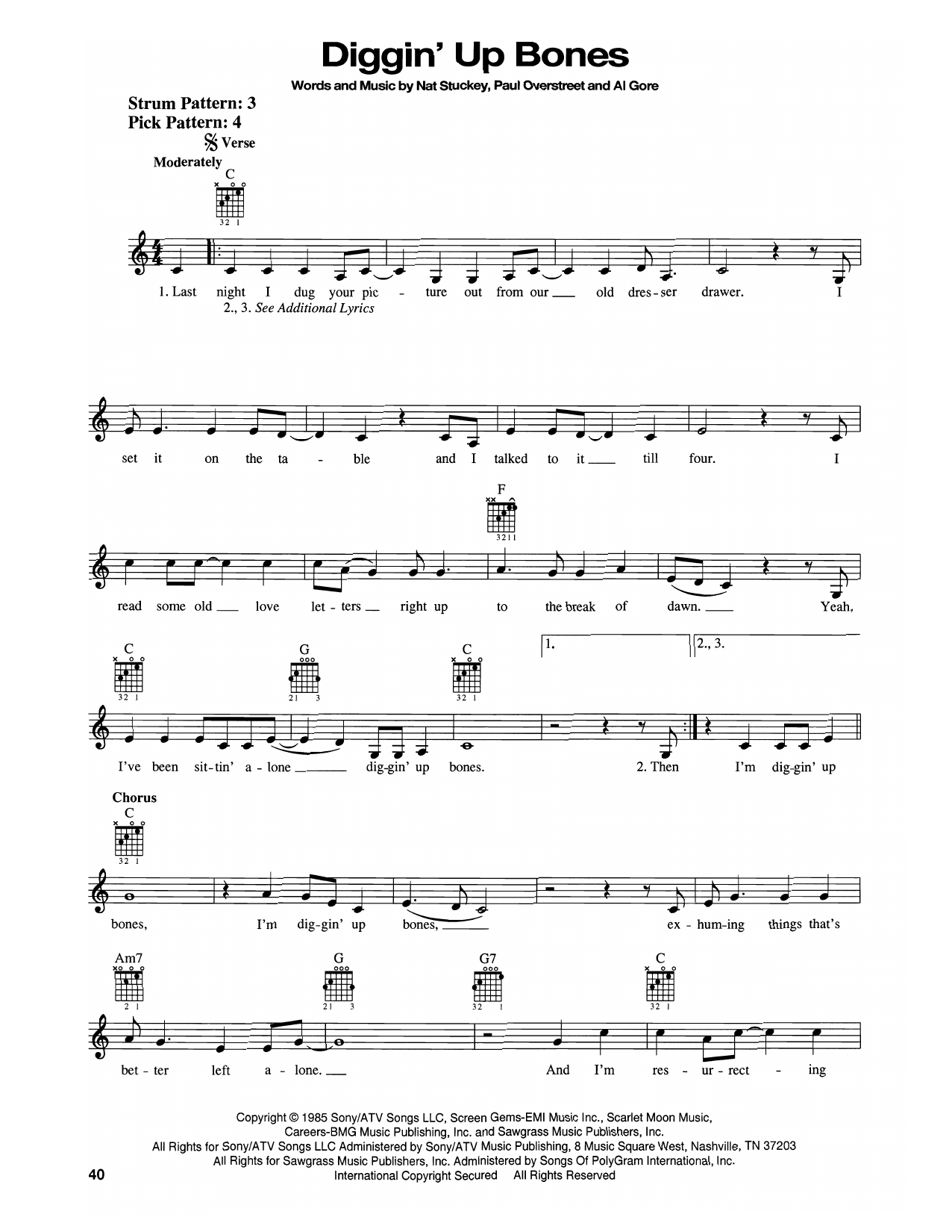 Randy Travis Diggin' Up Bones sheet music notes and chords. Download Printable PDF.