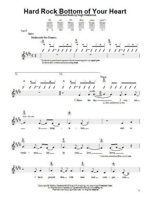 Randy Travis Hard Rock Bottom Of Your Heart sheet music notes and chords. Download Printable PDF.