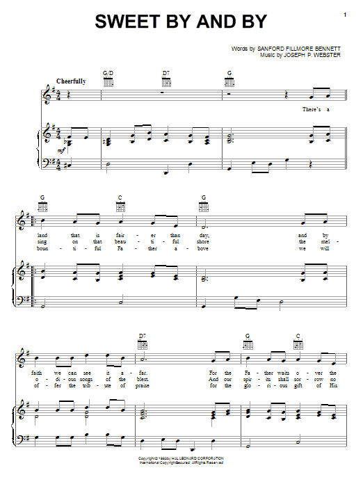 Learn to play Randy Travis Sweet By And By sheet music for Piano, Vocal & Guitar Chords (Right-Hand Melody) in minutes. Price: 7.8900$ Randy Travis Sweet By And By sheet music notes and chords arranged for Piano, Vocal & Guitar Chords (Right-Hand Melody)
