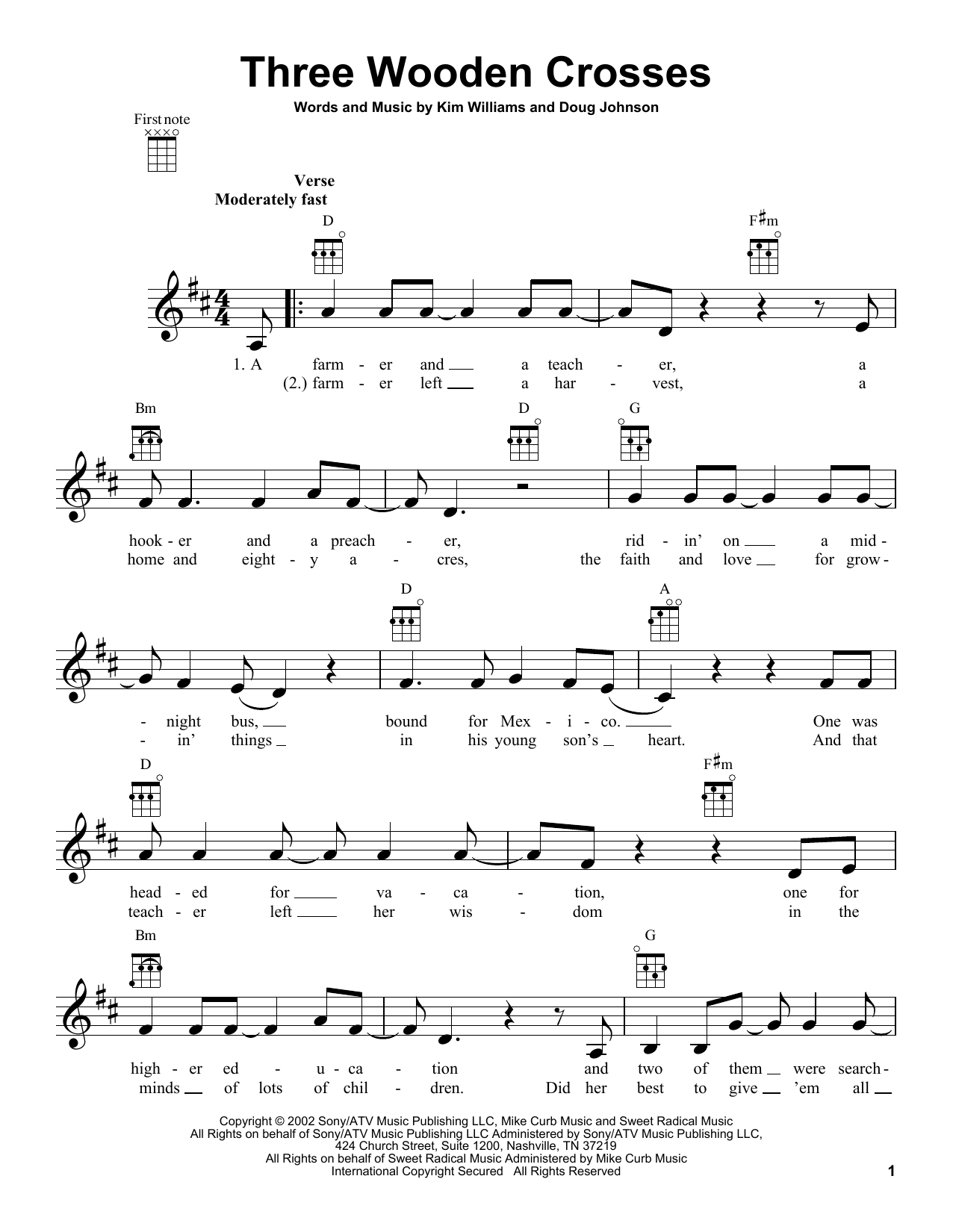 Randy Travis Three Wooden Crosses sheet music notes and chords. Download Printable PDF.