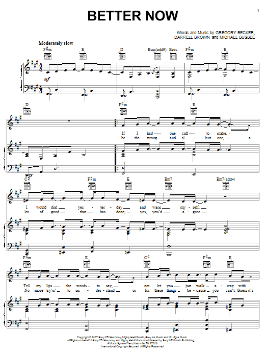 Learn to play Rascal Flatts Better Now sheet music for Piano, Vocal & Guitar Chords (Right-Hand Melody) in minutes. Price: 7.8900$ Rascal Flatts Better Now sheet music notes and chords arranged for Piano, Vocal & Guitar Chords (Right-Hand Melody)