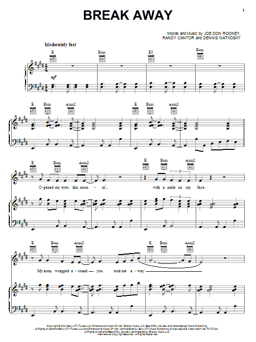 Learn to play Rascal Flatts Break Away sheet music for Piano, Vocal & Guitar Chords (Right-Hand Melody) in minutes. Price: 7.8900$ Rascal Flatts Break Away sheet music notes and chords arranged for Piano, Vocal & Guitar Chords (Right-Hand Melody)