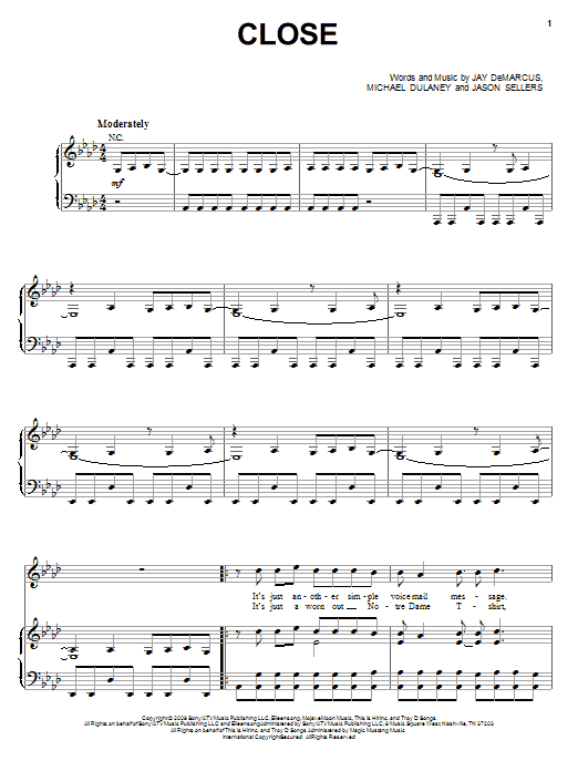 Learn to play Rascal Flatts Close sheet music for Piano, Vocal & Guitar Chords (Right-Hand Melody) in minutes. Price: 7.8900$ Rascal Flatts Close sheet music notes and chords arranged for Piano, Vocal & Guitar Chords (Right-Hand Melody)