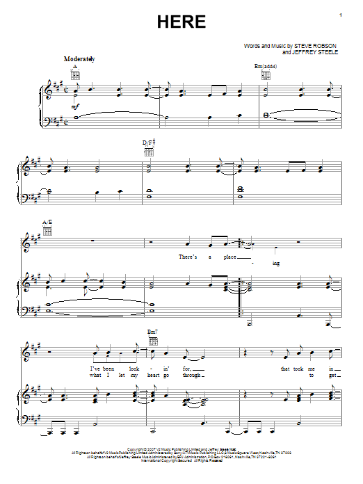 Learn to play Rascal Flatts Here sheet music for Piano, Vocal & Guitar Chords (Right-Hand Melody) in minutes. Price: 7.8900$ Rascal Flatts Here sheet music notes and chords arranged for Piano, Vocal & Guitar Chords (Right-Hand Melody)