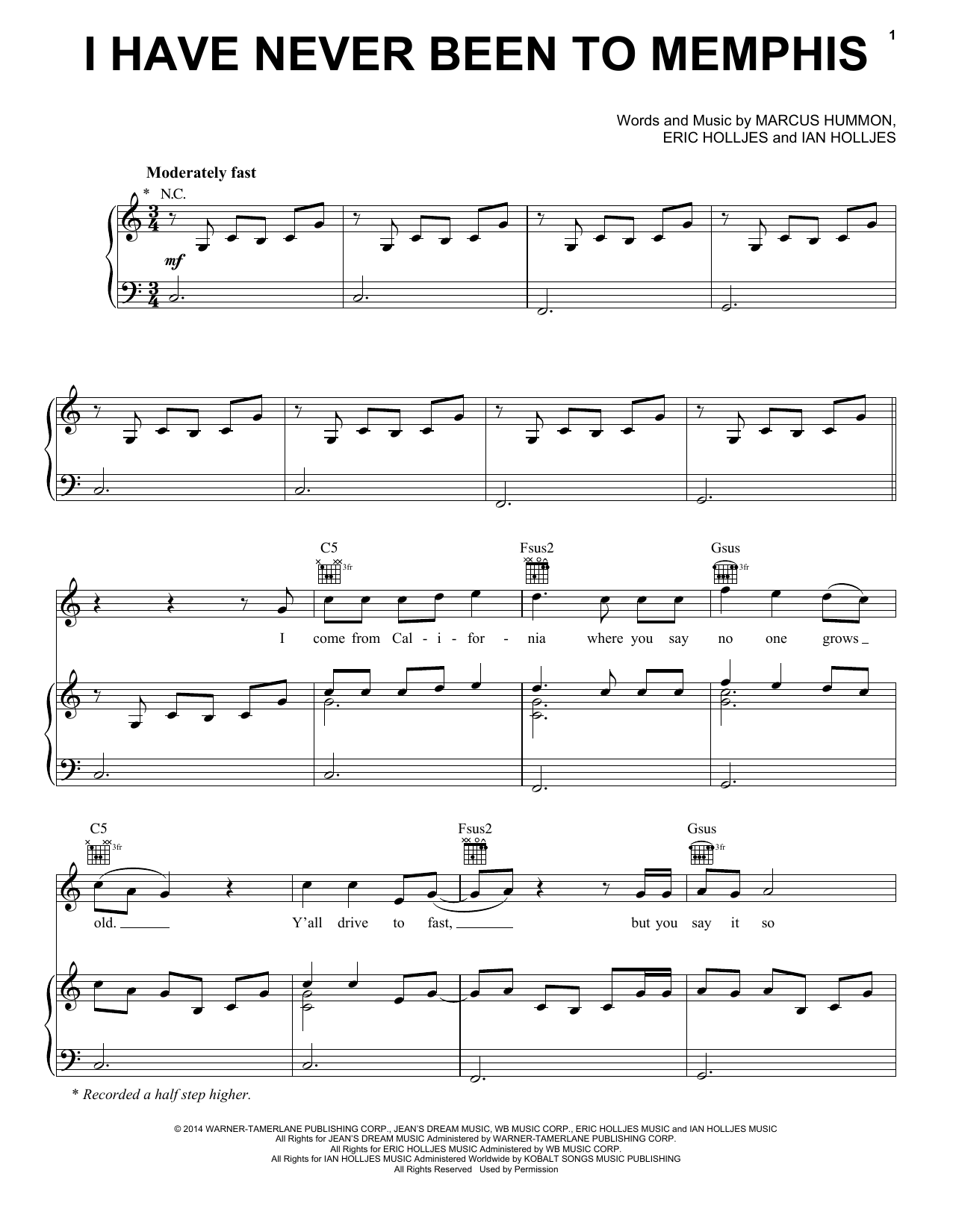 Learn to play Rascal Flatts I Have Never Been To Memphis sheet music for Piano, Vocal & Guitar Chords (Right-Hand Melody) in minutes. Price: 7.8900$ Rascal Flatts I Have Never Been To Memphis sheet music notes and chords arranged for Piano, Vocal & Guitar Chords (Right-Hand Melody)
