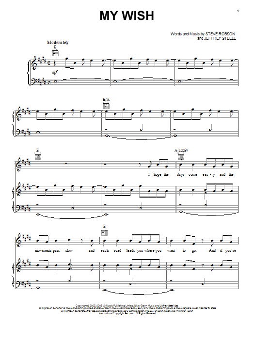 Rascal Flatts My Wish sheet music notes and chords. Download Printable PDF.