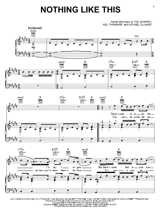 Learn to play Rascal Flatts Nothing Like This sheet music for Piano, Vocal & Guitar Chords (Right-Hand Melody) in minutes. Price: 7.8900$ Rascal Flatts Nothing Like This sheet music notes and chords arranged for Piano, Vocal & Guitar Chords (Right-Hand Melody)