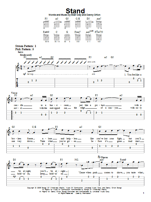 Rascal Flatts Stand sheet music notes and chords. Download Printable PDF.