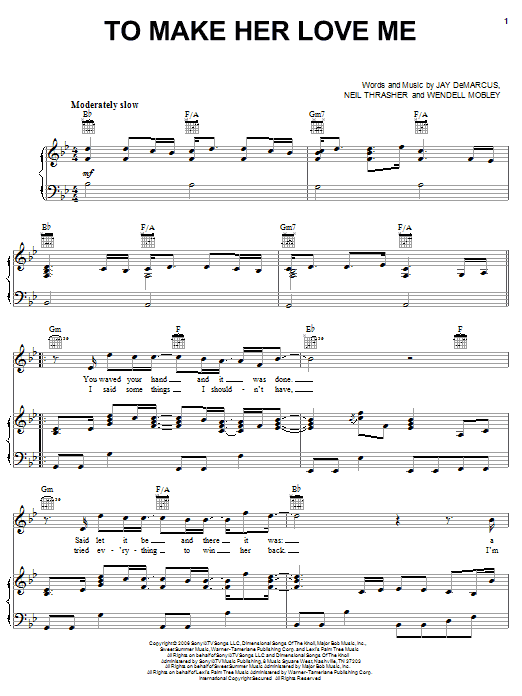Learn to play Rascal Flatts To Make Her Love Me sheet music for Piano, Vocal & Guitar Chords (Right-Hand Melody) in minutes. Price: 7.8900$ Rascal Flatts To Make Her Love Me sheet music notes and chords arranged for Piano, Vocal & Guitar Chords (Right-Hand Melody)