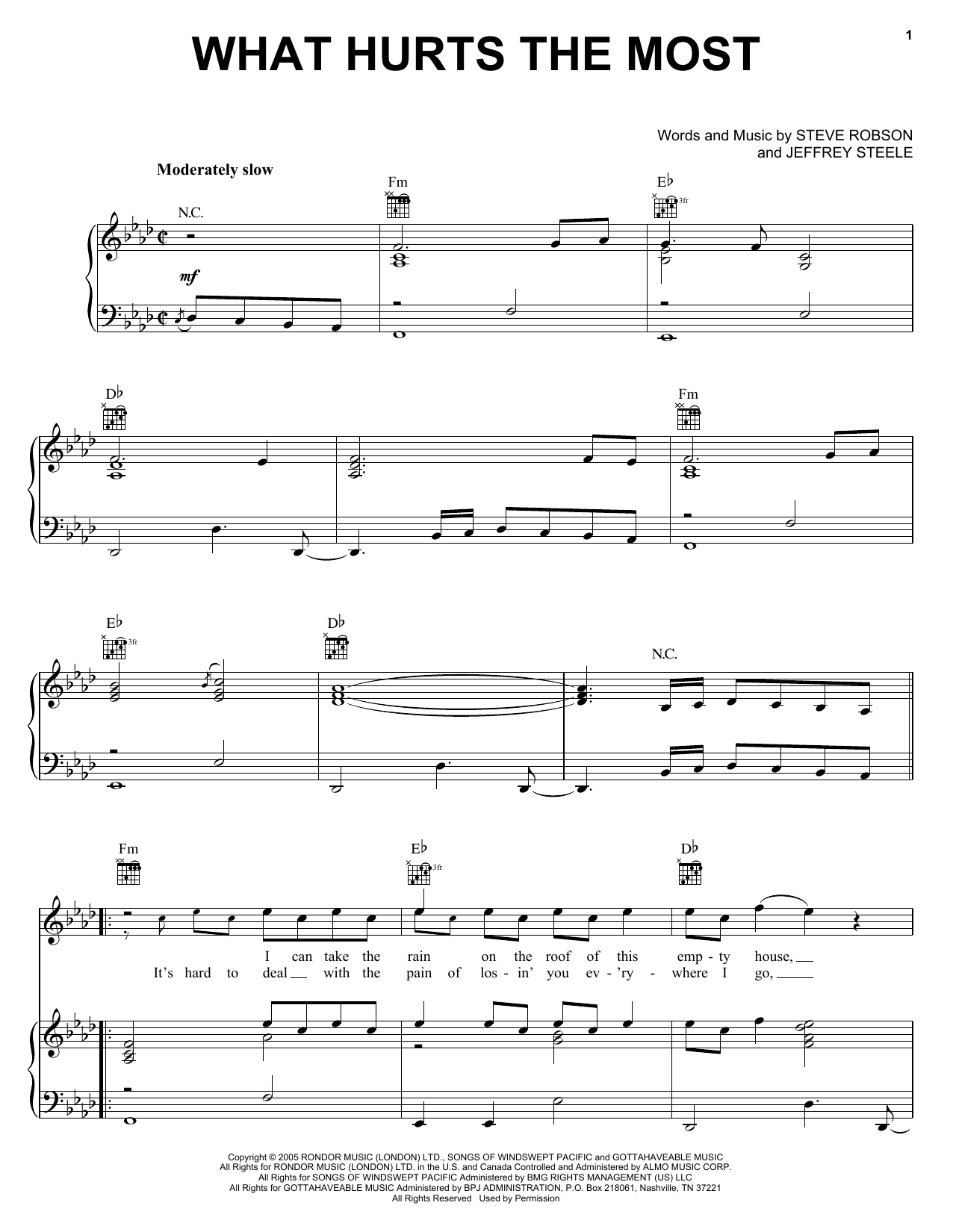 Rascal Flatts What Hurts The Most sheet music notes and chords. Download Printable PDF.