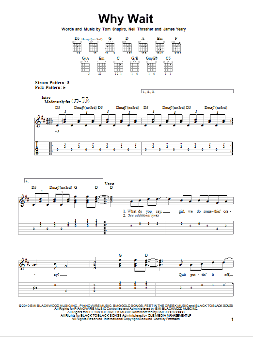 Rascal Flatts Why Wait sheet music notes and chords. Download Printable PDF.